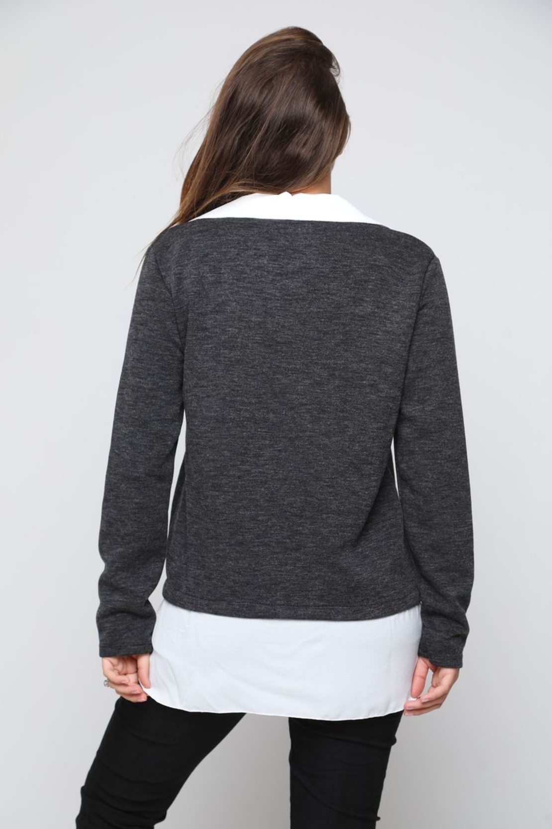 סריג צווארון שילוב קרפ