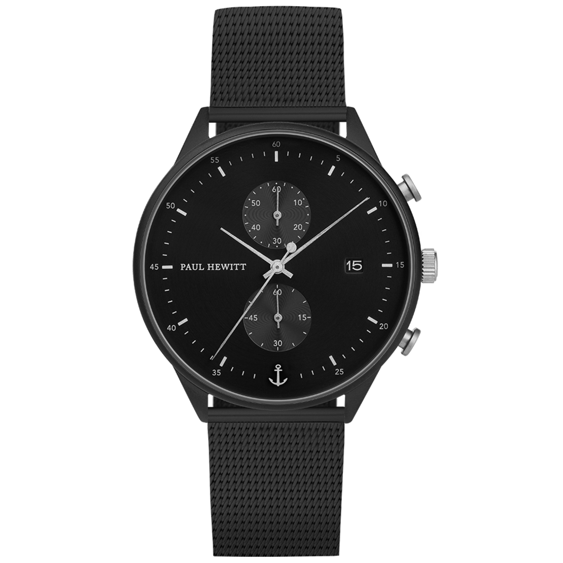 Watch Chrono Black Sunray Black Silver Mesh   PH-C-B-BSS-5M