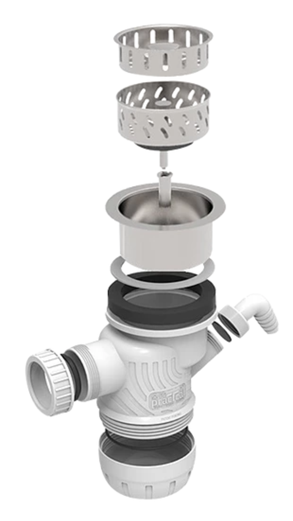 סיפון אמריקאי קומפקטי עם רשת עמוקה במיוחד + 2 רשתות סינון נוספות