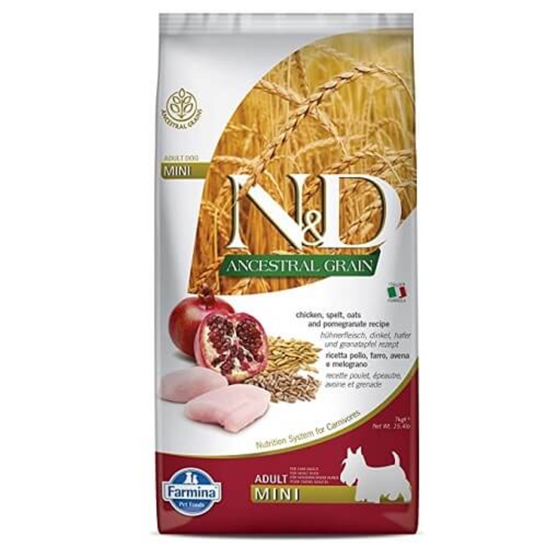 FARMINA N&D ANCESTRAL GRAIN נטורל אנד דלישס בוגר מיני עוף ודגנים 2.5 ק
