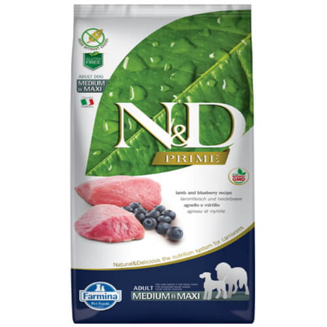 FARMINA N&D PRIME נטורל אנד דלישס בוגר כבש ואוכמניות נטול דגנים 12 ק