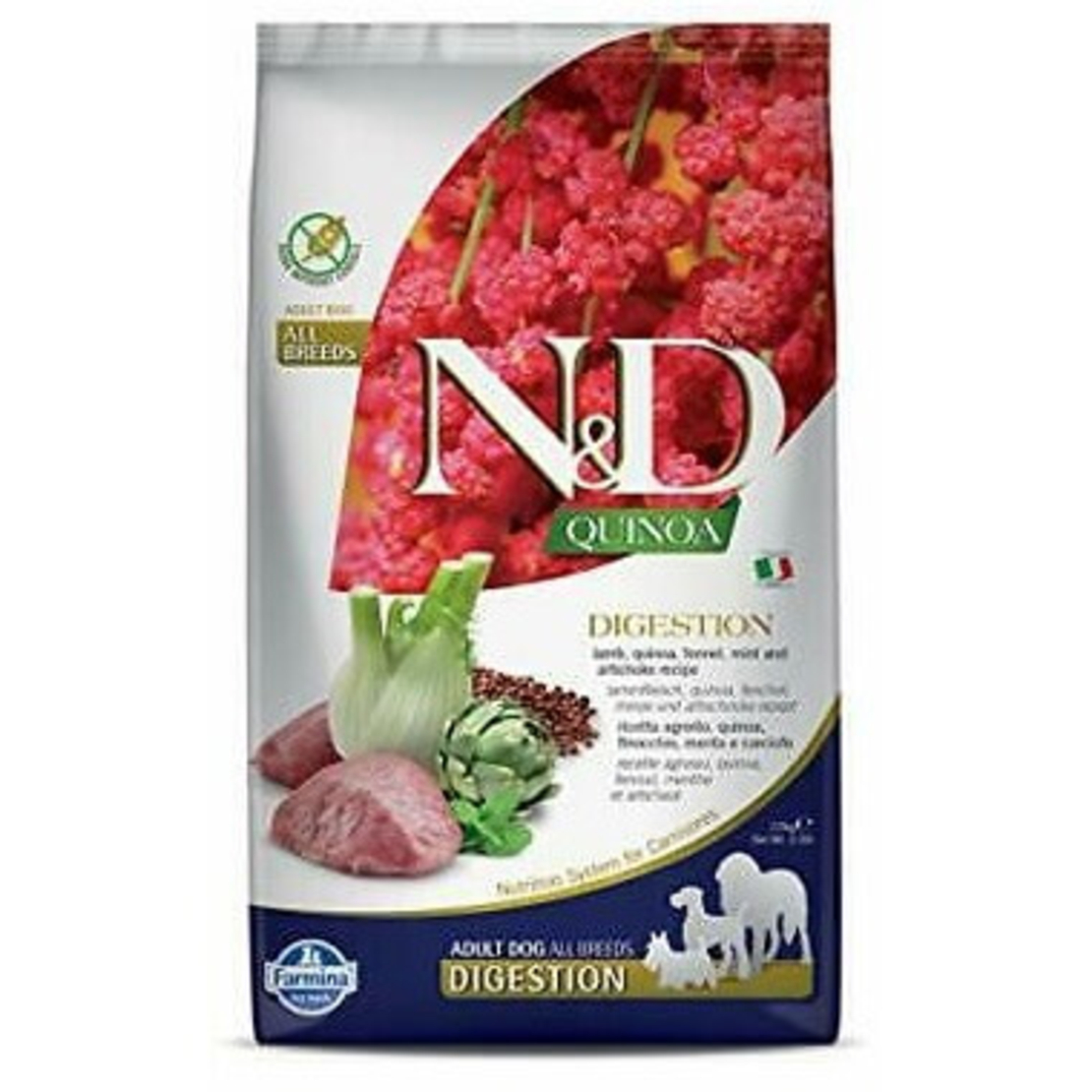 FARMINA N&D QUINOA נטורל אנד דלישס בוגר כבש, קינואה, שומר וארטישוק 7 ק