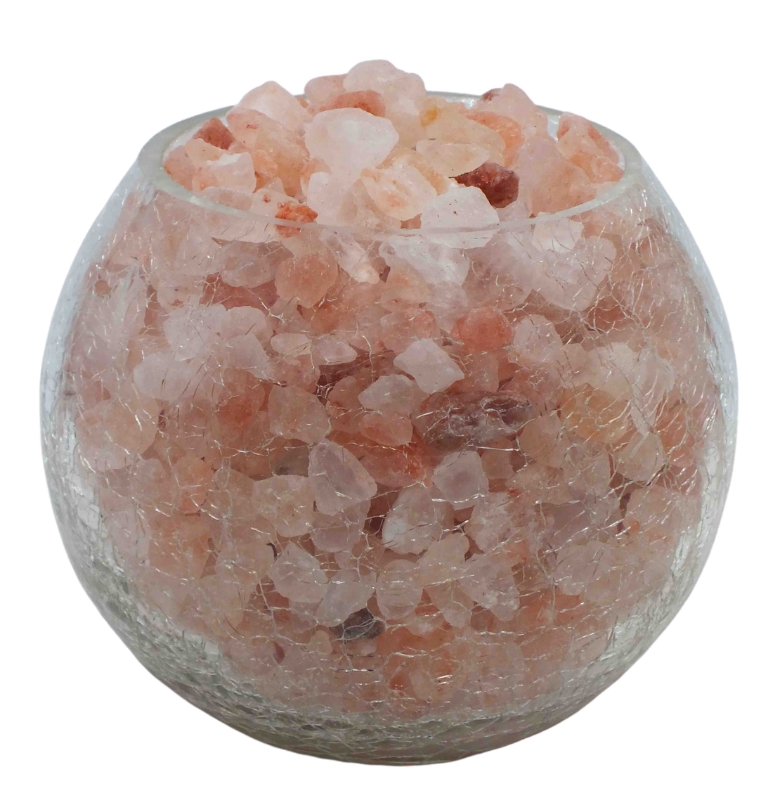 מנורת פתיתי מלח דקורטיבית במיני צנצנת דוגמת זכוכית סדוקה