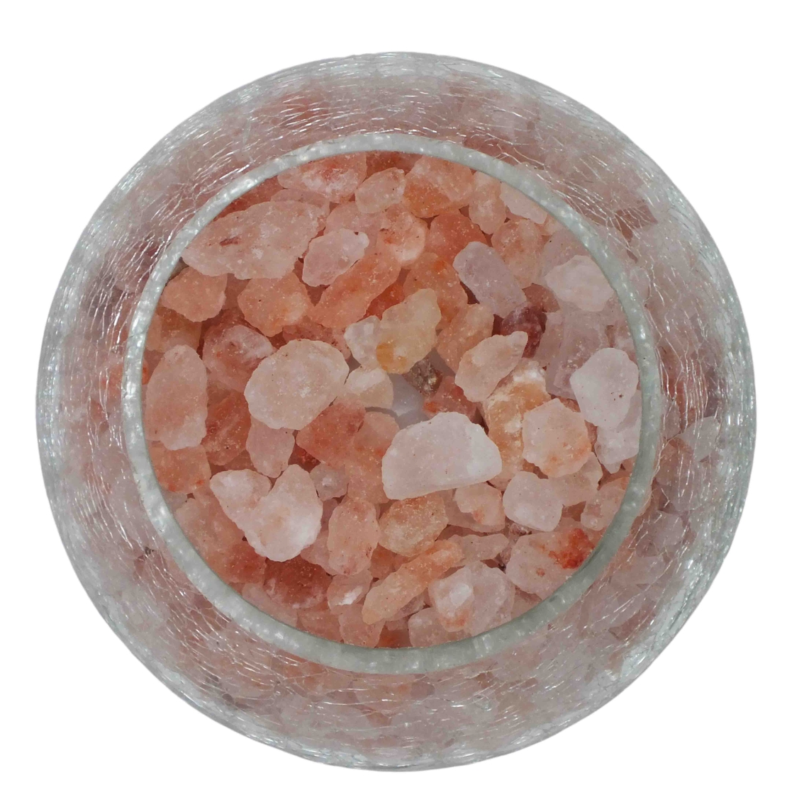 מנורת פתיתי מלח דקורטיבית במיני צנצנת דוגמת זכוכית סדוקה