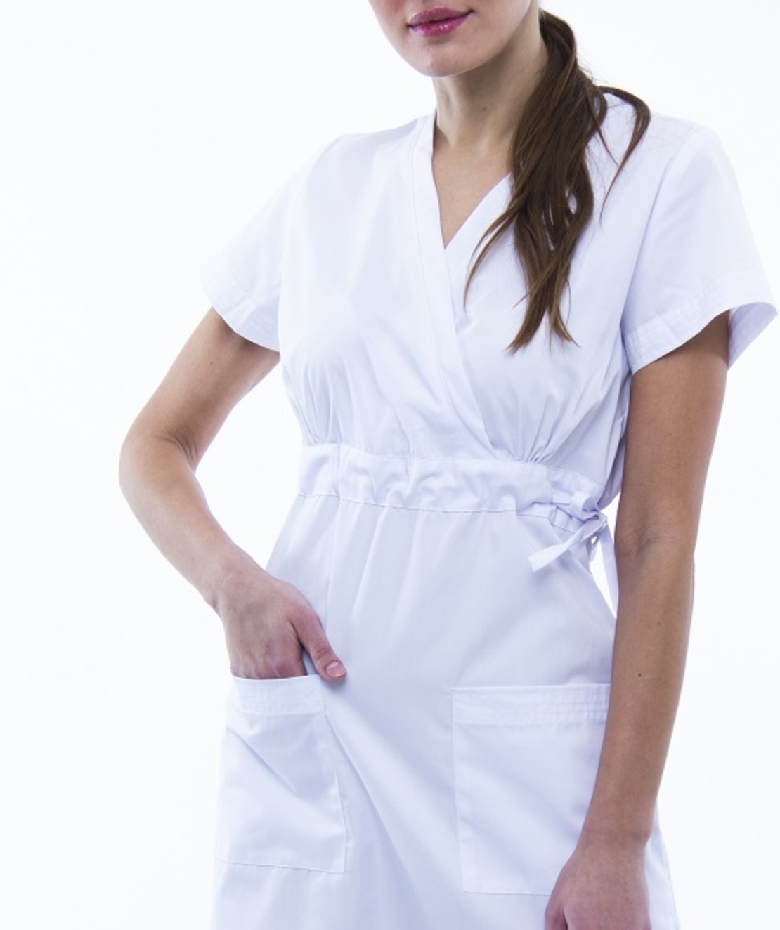 שמלת מדים עם שרוול קצר צבע לבן 133