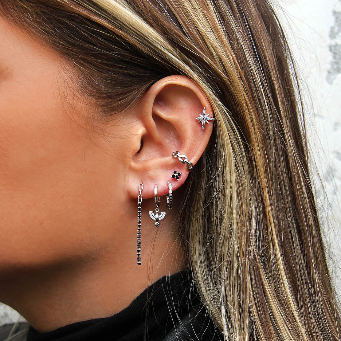 עגיל חבק חוליות - כסף 925 