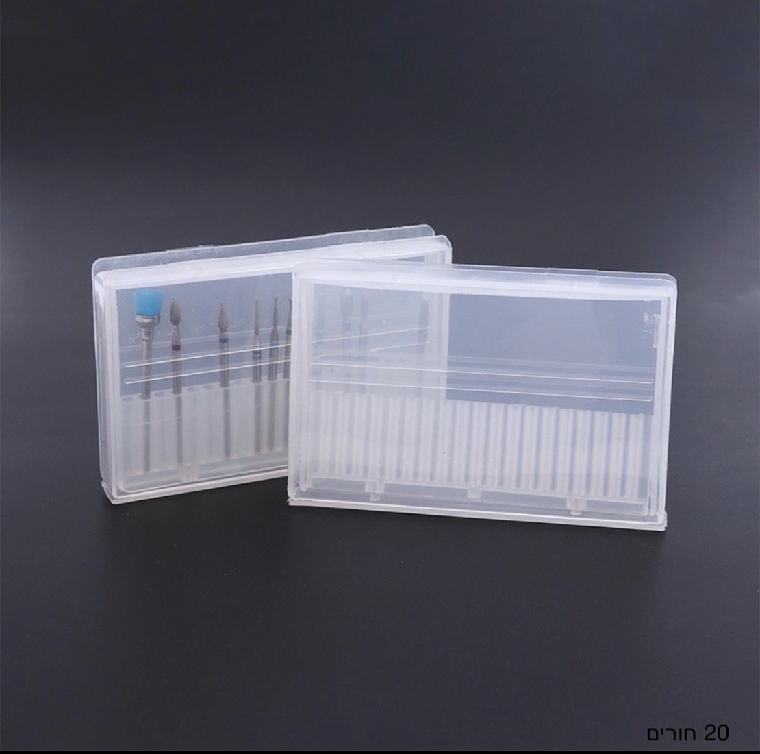 קופסא לאיחסון ראשי מניקור מכיל 10 לראשים