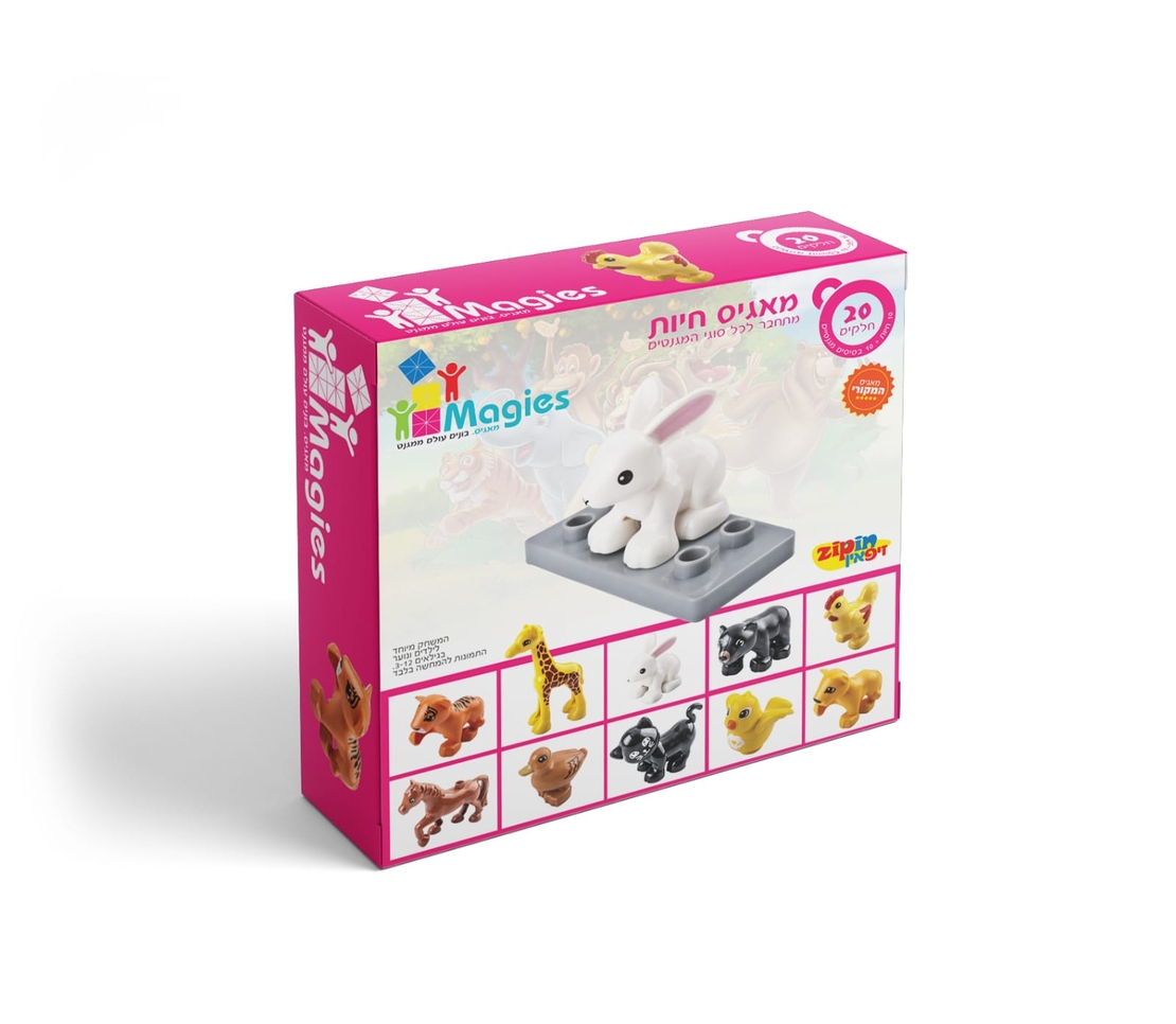 משחק הרכבה מגנטים מאגיס - חיות