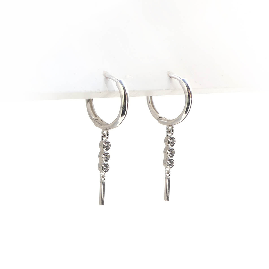 עגילי טריו זירקונים עגולים - כסף 925 