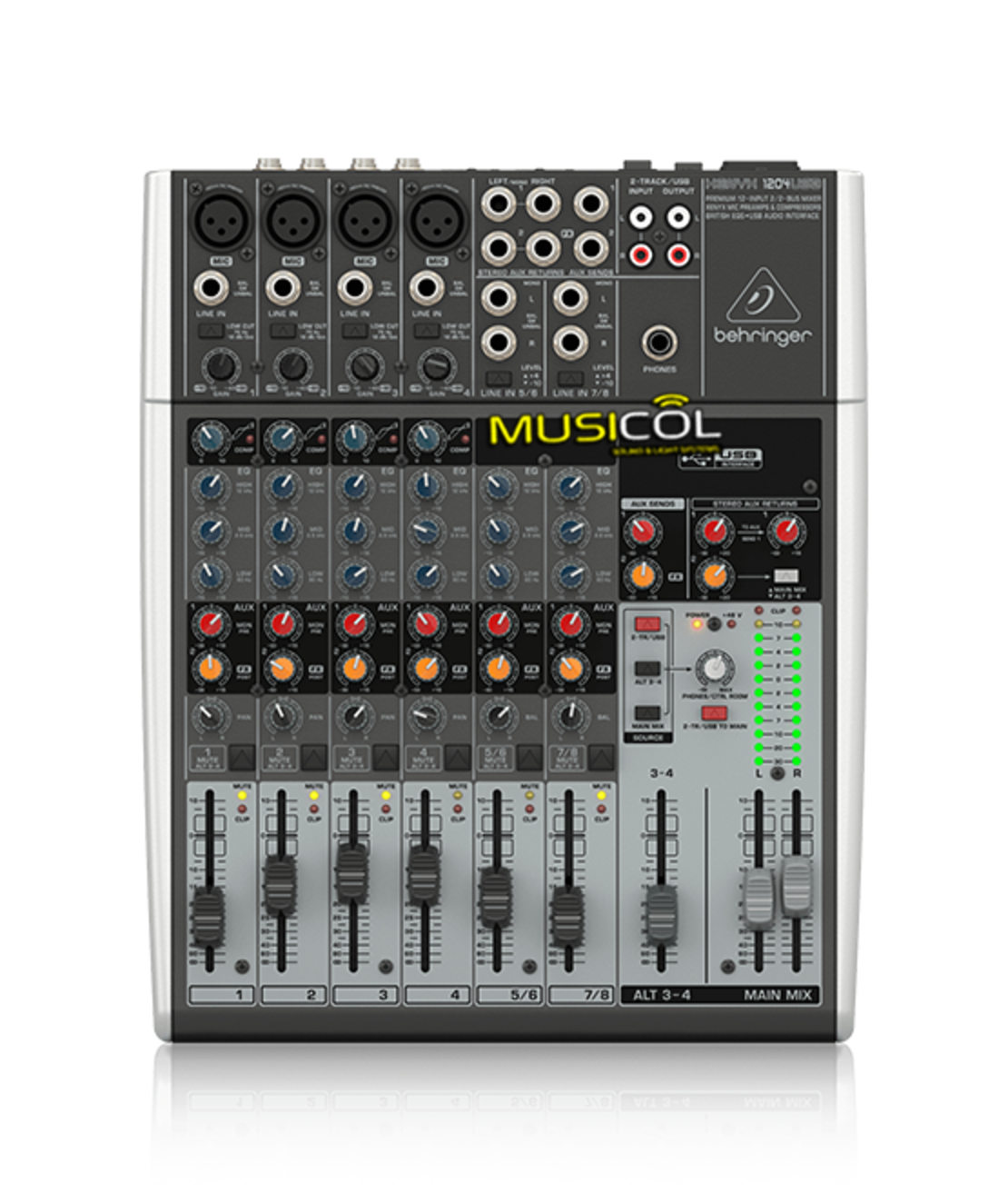 מיקסר 8 כניסות וכרטיס קול XENYX 1204USB