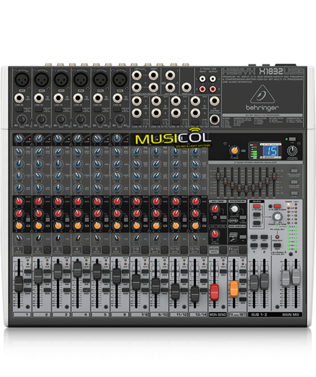 מיקסר 14 ערוצים עם אפקט לשירה BEHRINGER XENYX X1832USB 