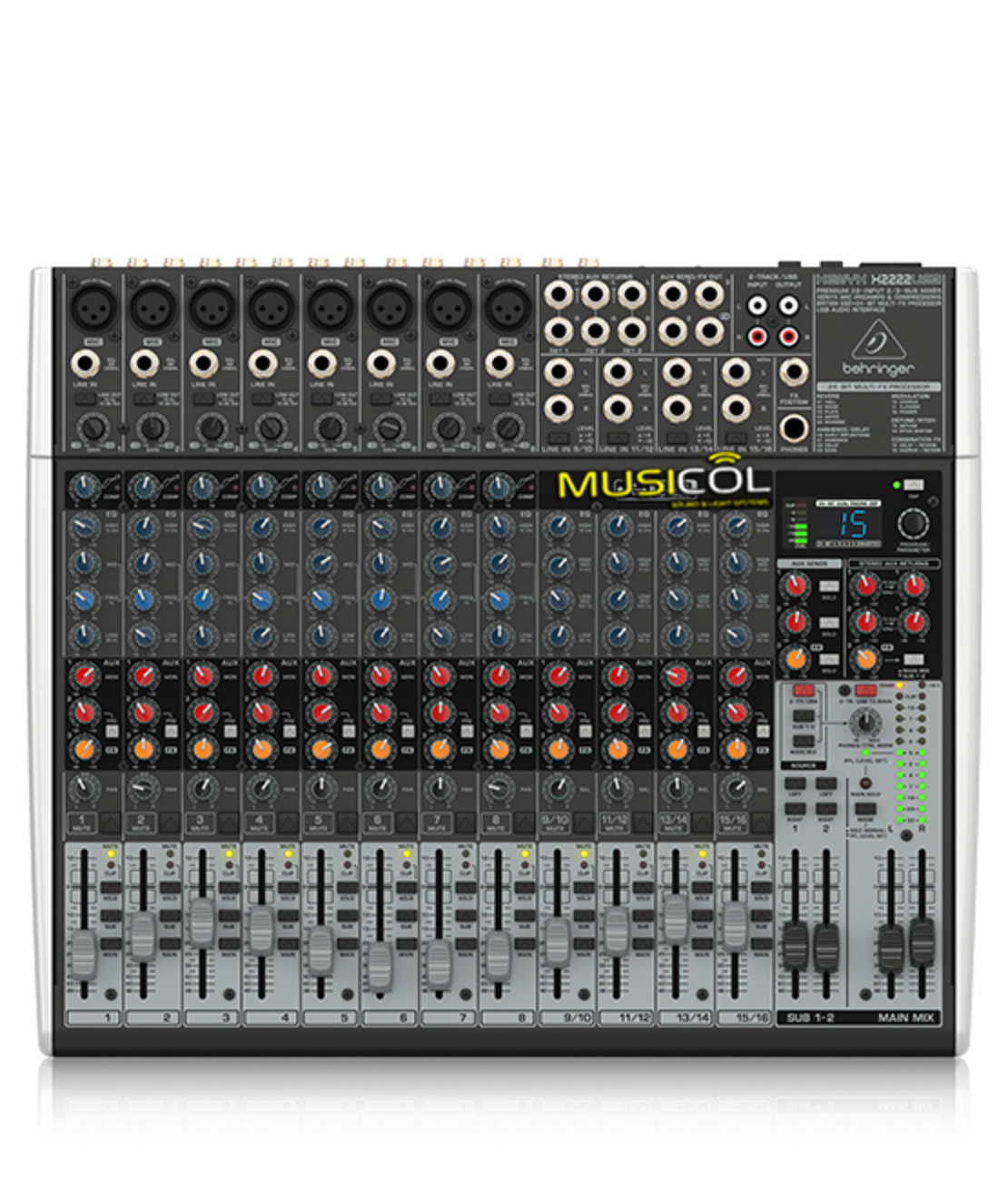 מיקסר 16 ערוצים עם אפקט לשירה BEHRINGER XENYX X2222USB