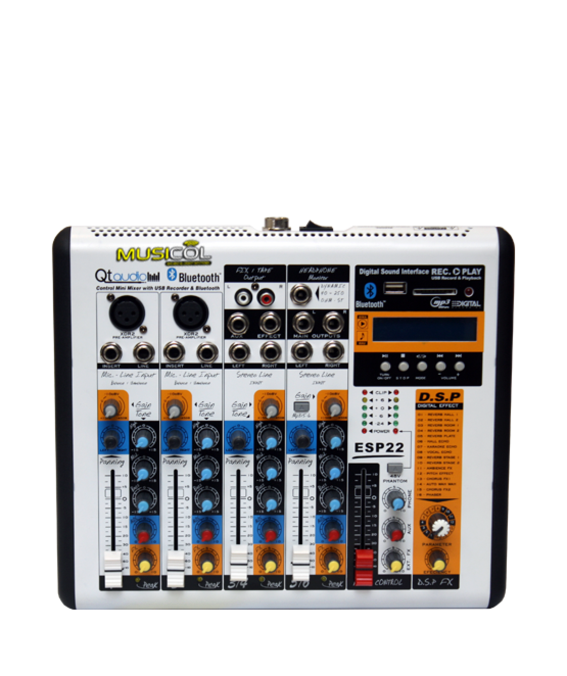 מיקסר 6 כניסות, אפקט ובלוטוס QT-AUDIO ESP22