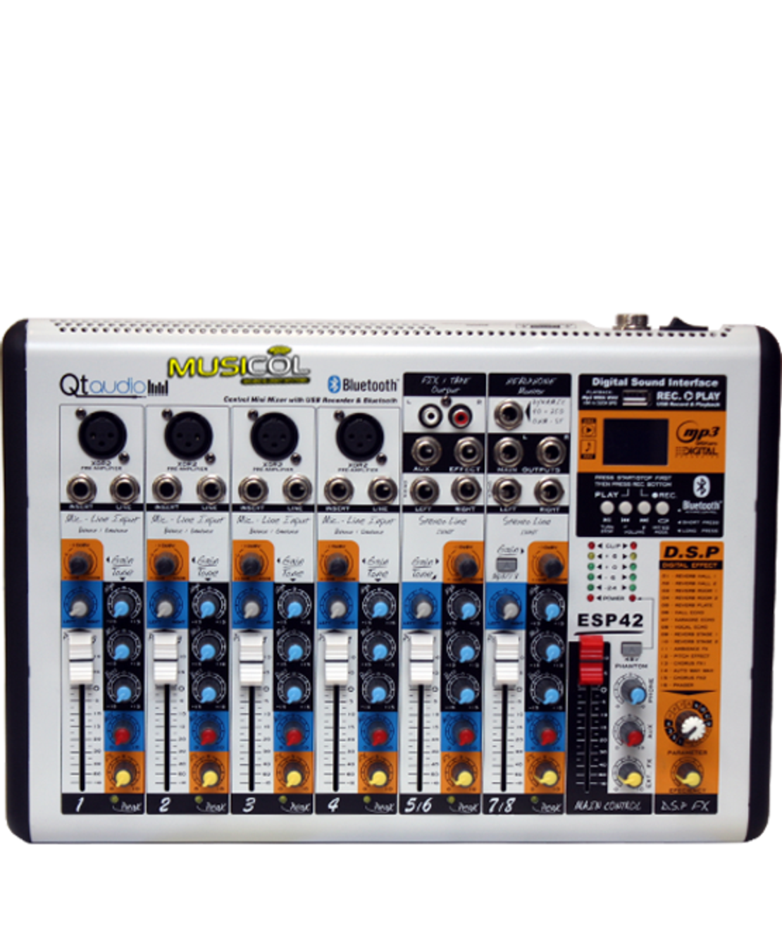 מיקסר 8 כניסות, אפקט ובלוטוס QT-AUDIO ESP42