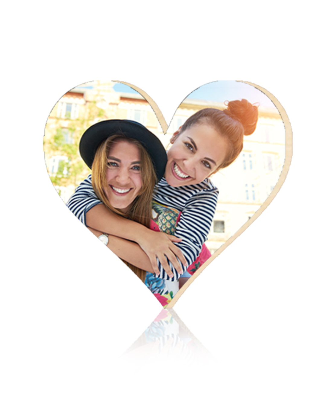 בלוק עץ מדבקה לב בגודל 10X10 ס