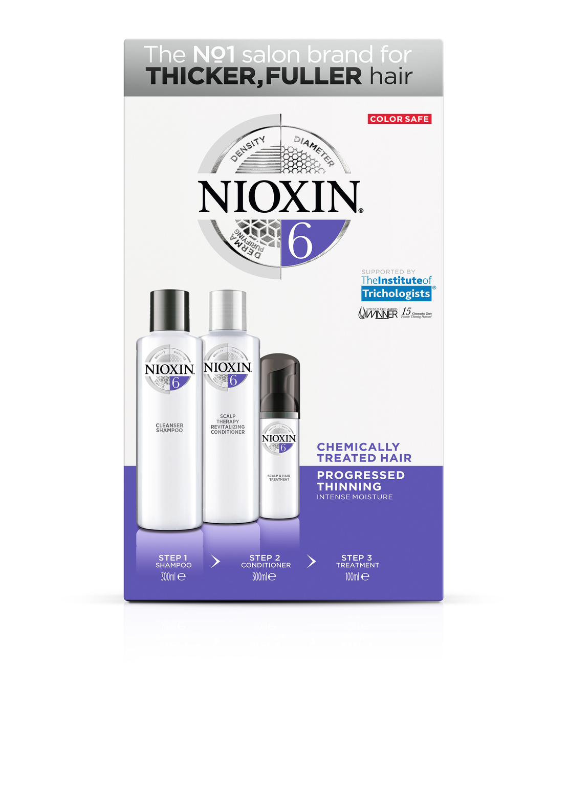 NIOXIN קיט טיפול לשיער שעבר תהליך כימי ודליל מאוד למראה שיער מלא-סדרה 6