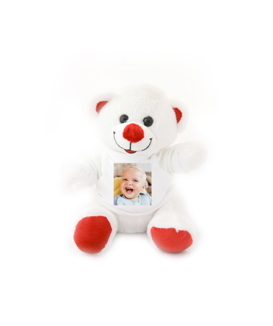 הדפסה על בובת דובי לבן ואדום 20 ס