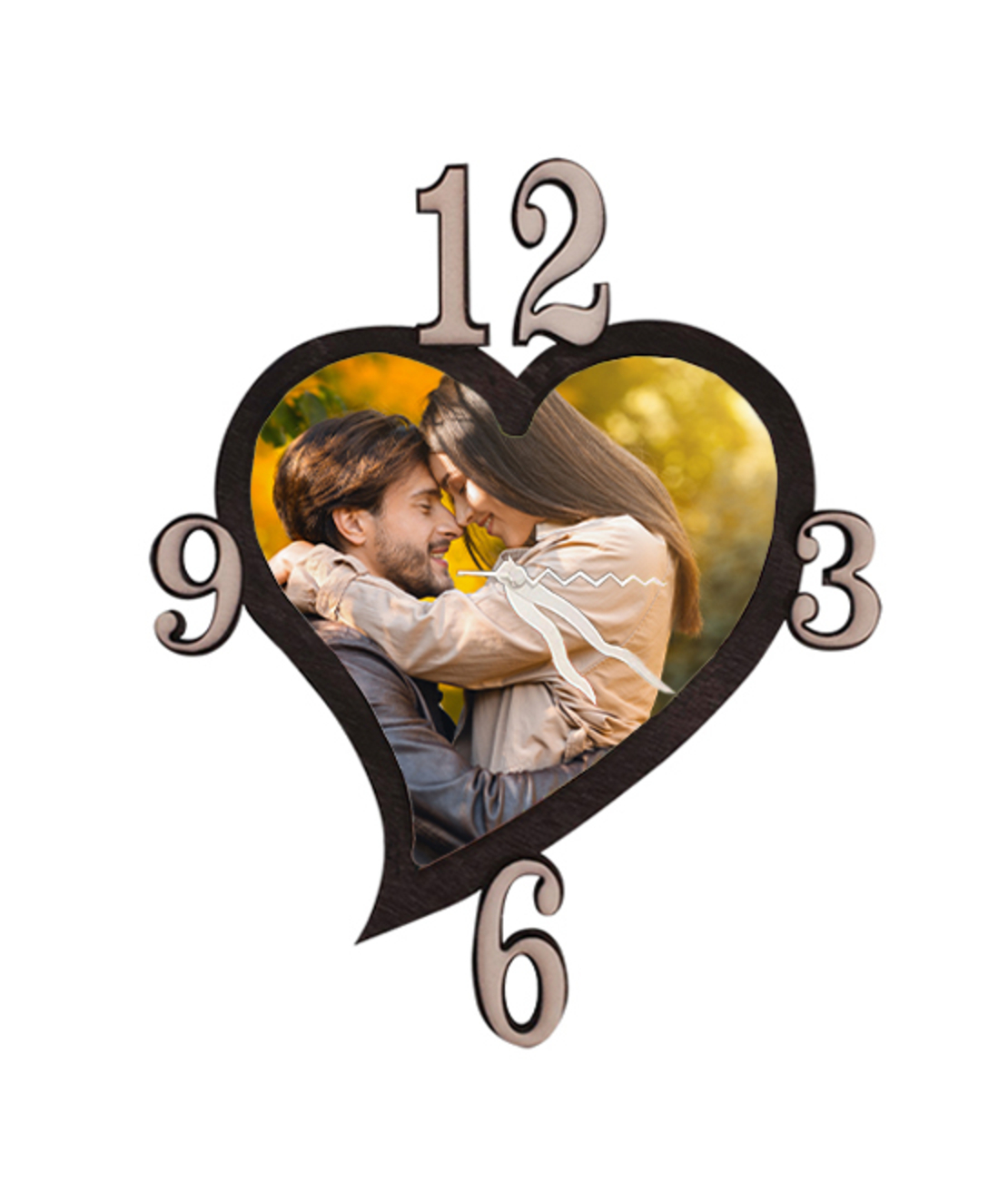 הדפסה על שעון בצורת לב