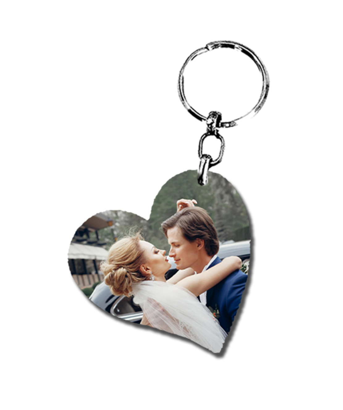 הדפסה על מחזיק מפתחות לב נטוי