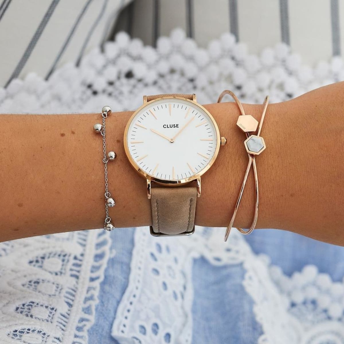 38  mm - CW0101201015  Boho Chic Leather Hazelnut, Rose