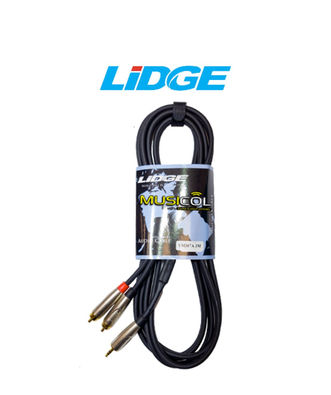 כבל סטריאו RCA*2 - PL3.5 באורך 3 מ' LIDGE YM-387A-3M