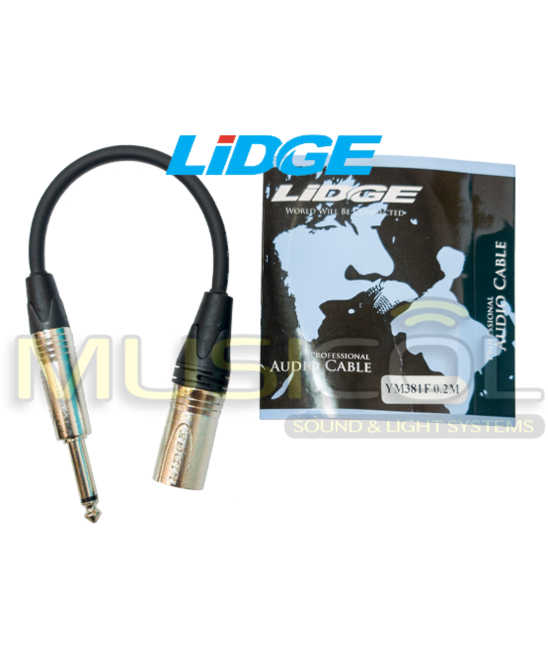 כבל מעביר XLR - PL באורך 20 סמ' LIDGE YM-381F