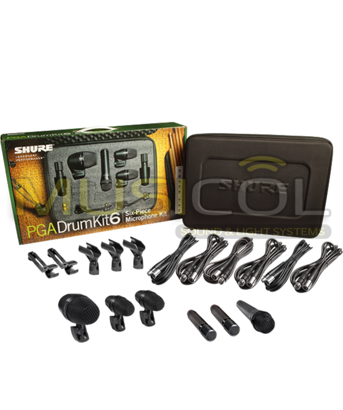 סט מיקרופונים לתופים במזוודה SHURE PGADRUMKIT6