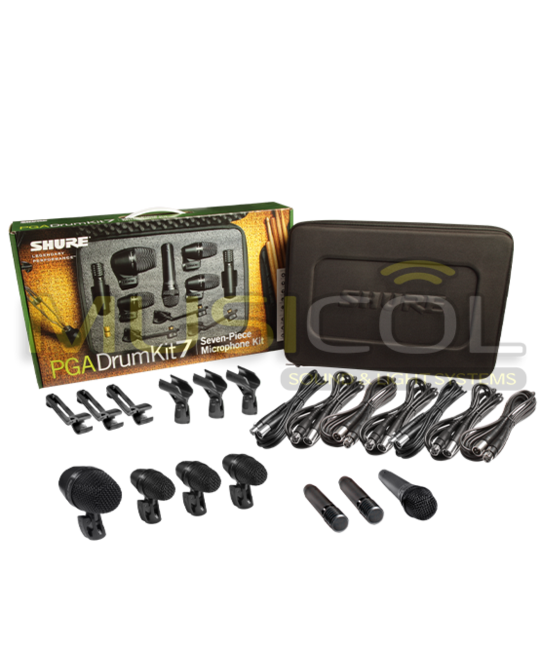 סט מיקרופונים לתופים במזוודה SHURE PGADRUMKIT7