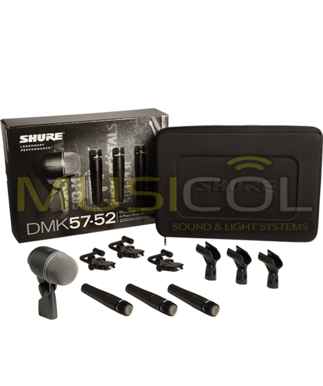 סט 4 מיקרופונים לתופים במזוודה SHURE DMK57-52