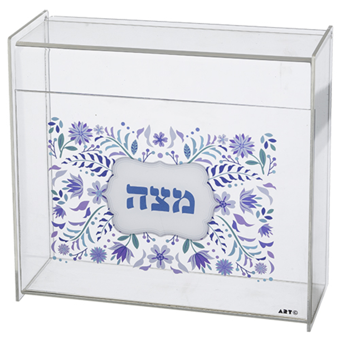 כלי למצה מפרספקס שקוף עם עיטור 21X23 ס
