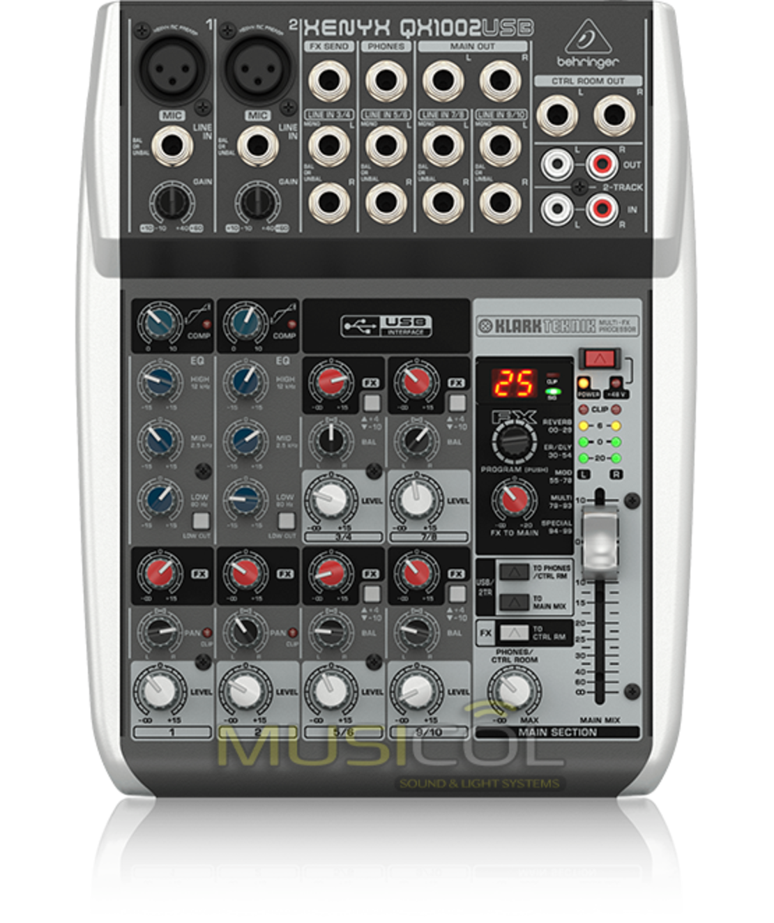מיקסר 10 כניסות, אפקט, וכרטיס קול QX1002USB 