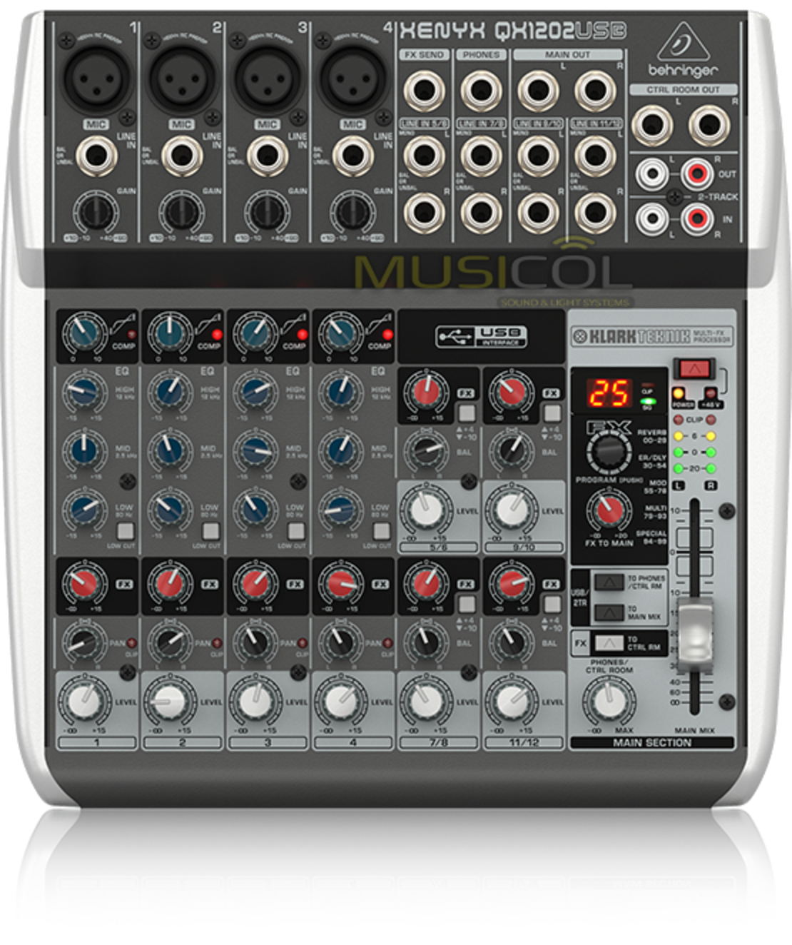 מיקסר 12 כניסות, אפקט, וכרטיס קול QX1202USB