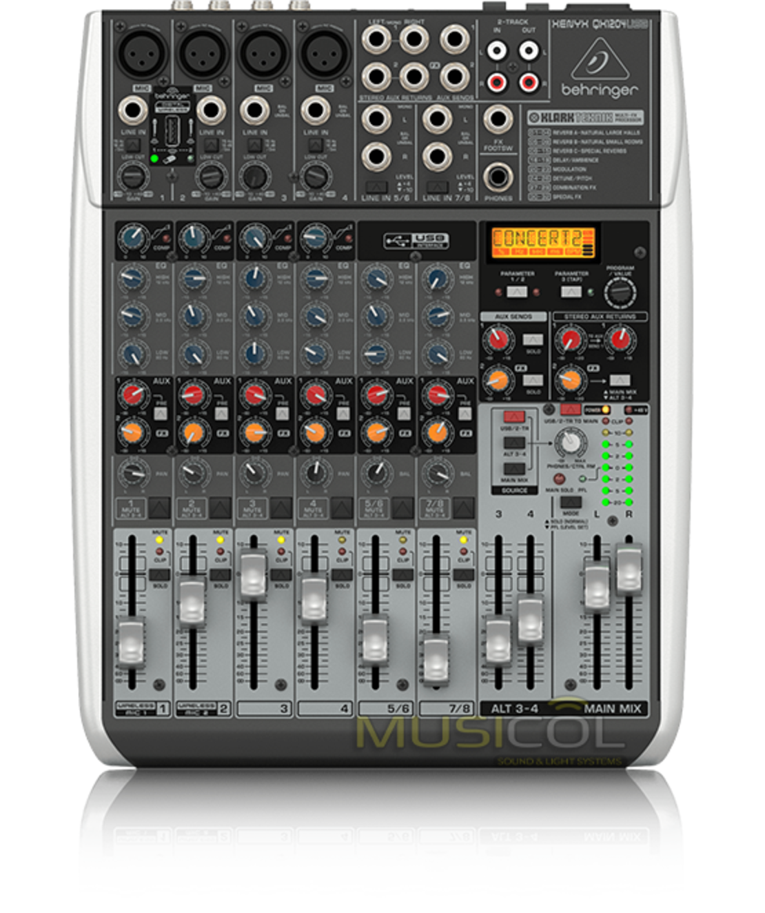 מיקסר 8 כניסות, אפקט, וכרטיס קול QX1204USB