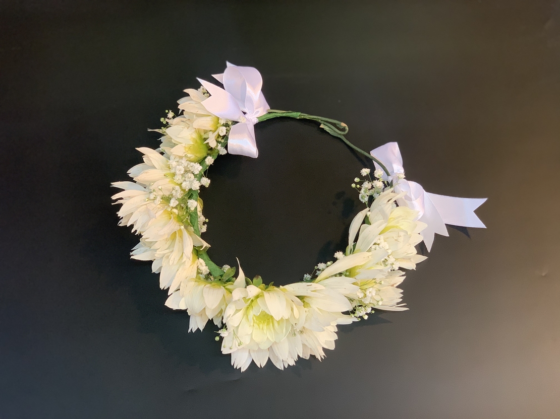 זר לראש - חרציות - לבן