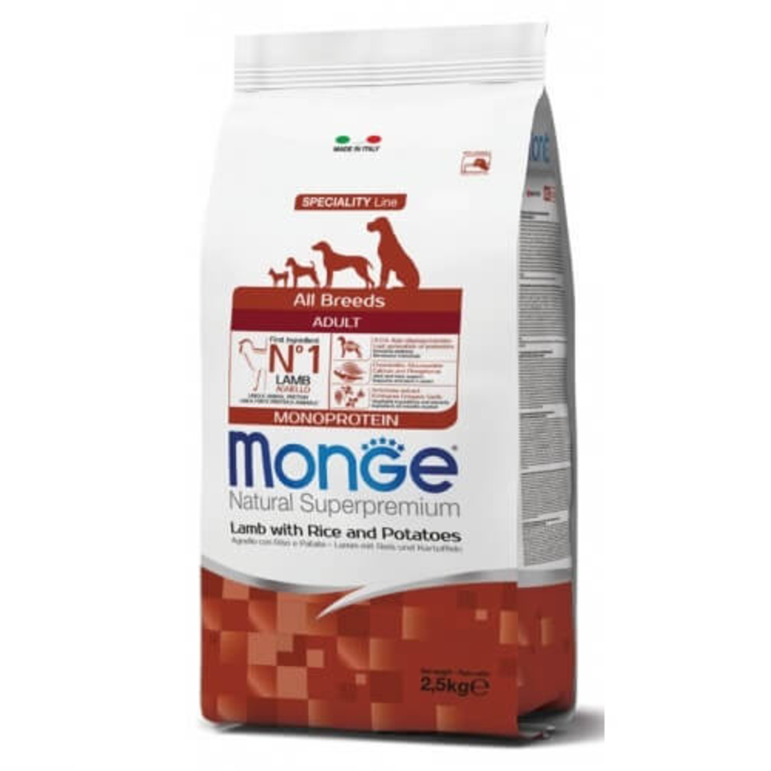 MONGE MONOPROTEIN מונג' מונופרוטאין לכלב בוגר על בסיס כבש 12 ק