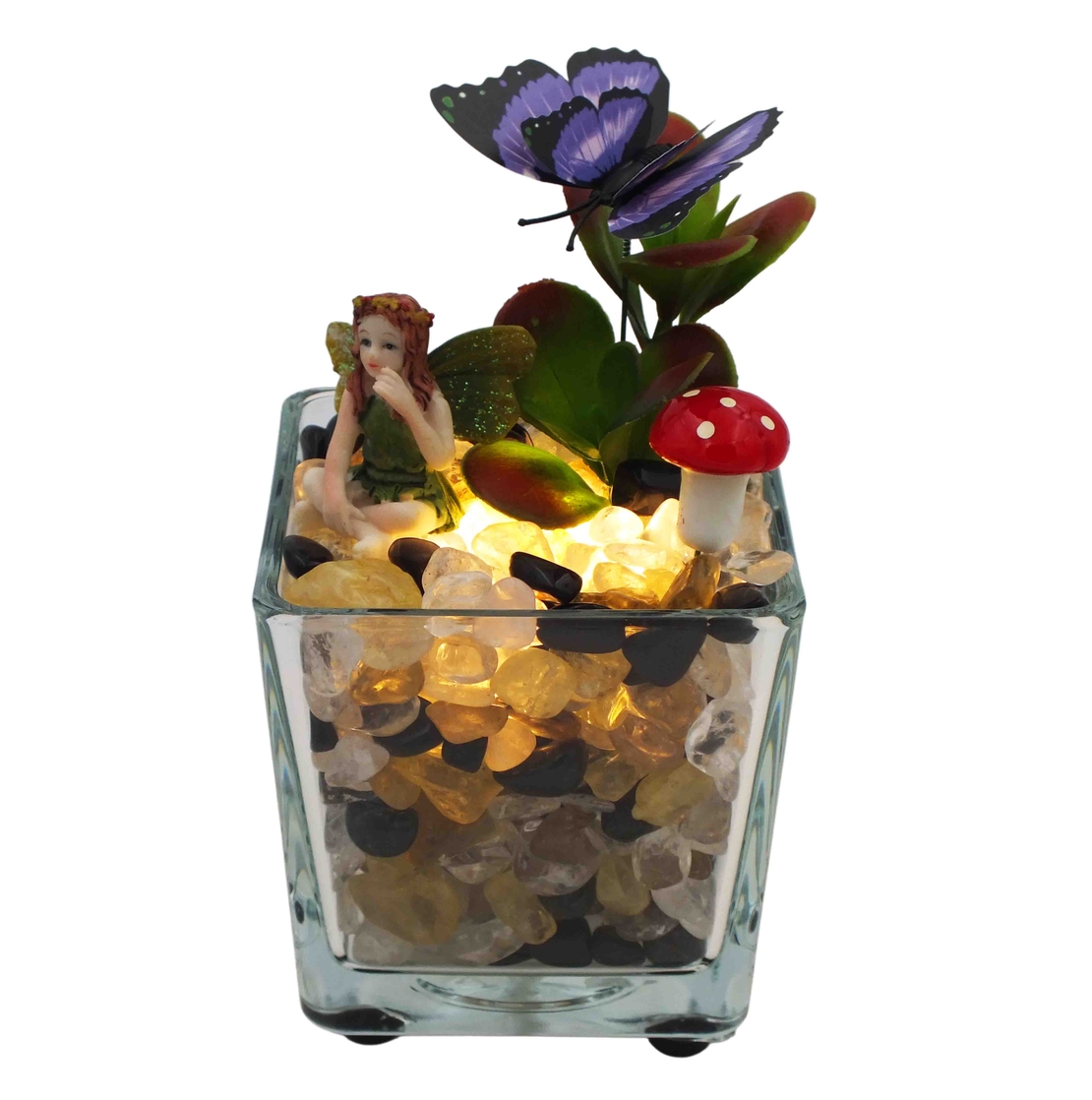 מנורת קריסטלים זכוכית מרובעת אוניקס סיטרין וקוורץ