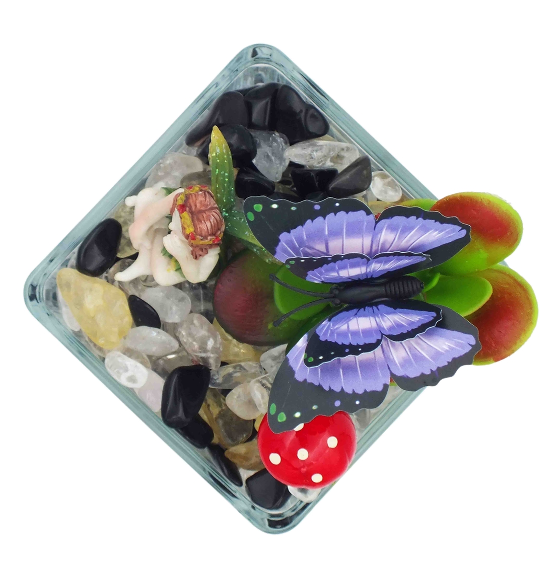 מנורת קריסטלים זכוכית מרובעת אוניקס סיטרין וקוורץ