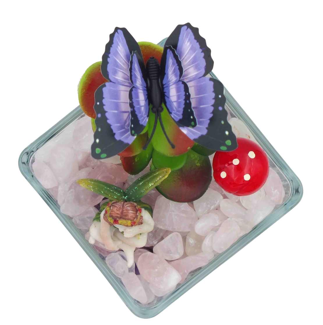 מנורת קריסטלים זכוכית מרובעת רוזקוורץ אמטיסט וסיטרין