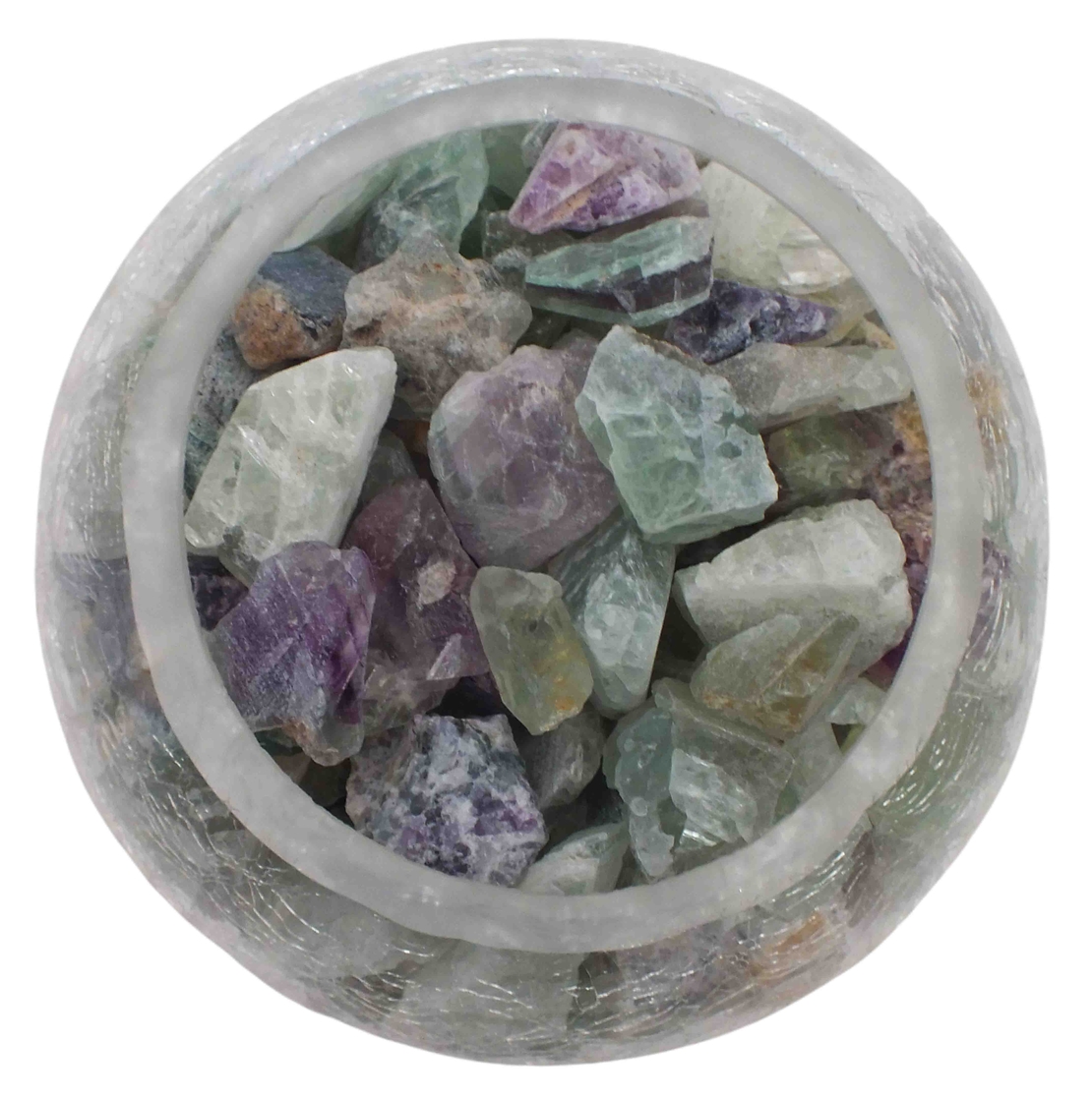 מנורת גבישי פלורייט דקורטיבית בקערה בדוגמת זכוכית סדוקה 