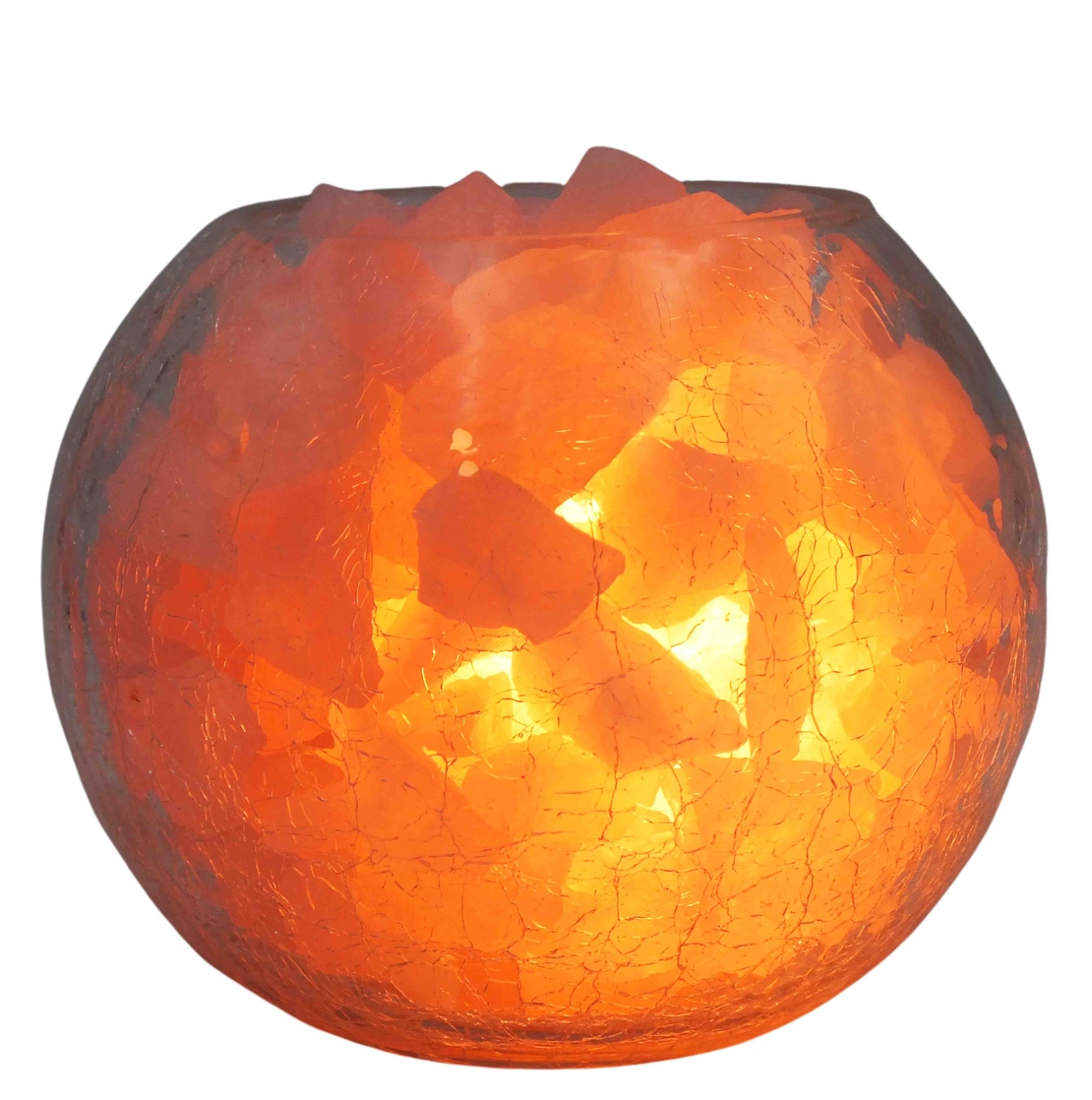 מנורת גבישי רוזקוורץ דקורטיבית בקערה בדוגמת זכוכית סדוקה 