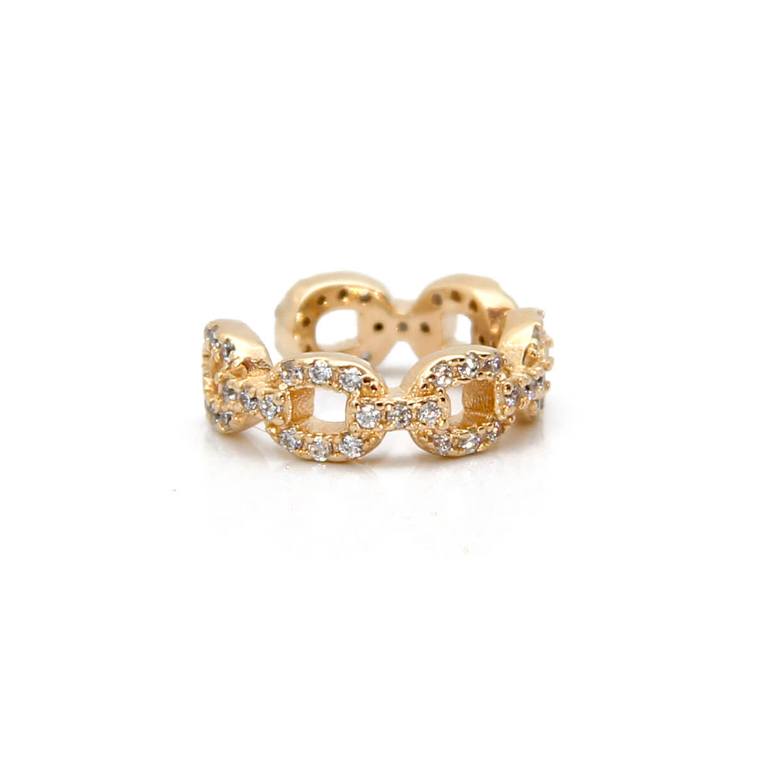 עגיל חבק חוליות זירקונים - כסף 925 בציפוי זהב מיקרוני 