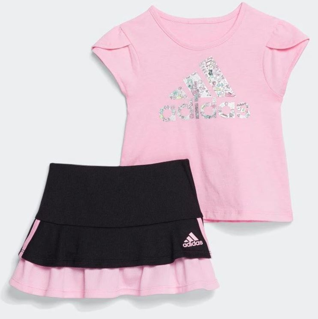 חליפה ורודה עם חצאית ADIDAS בנות - 3 חודשים עד 7 שנים