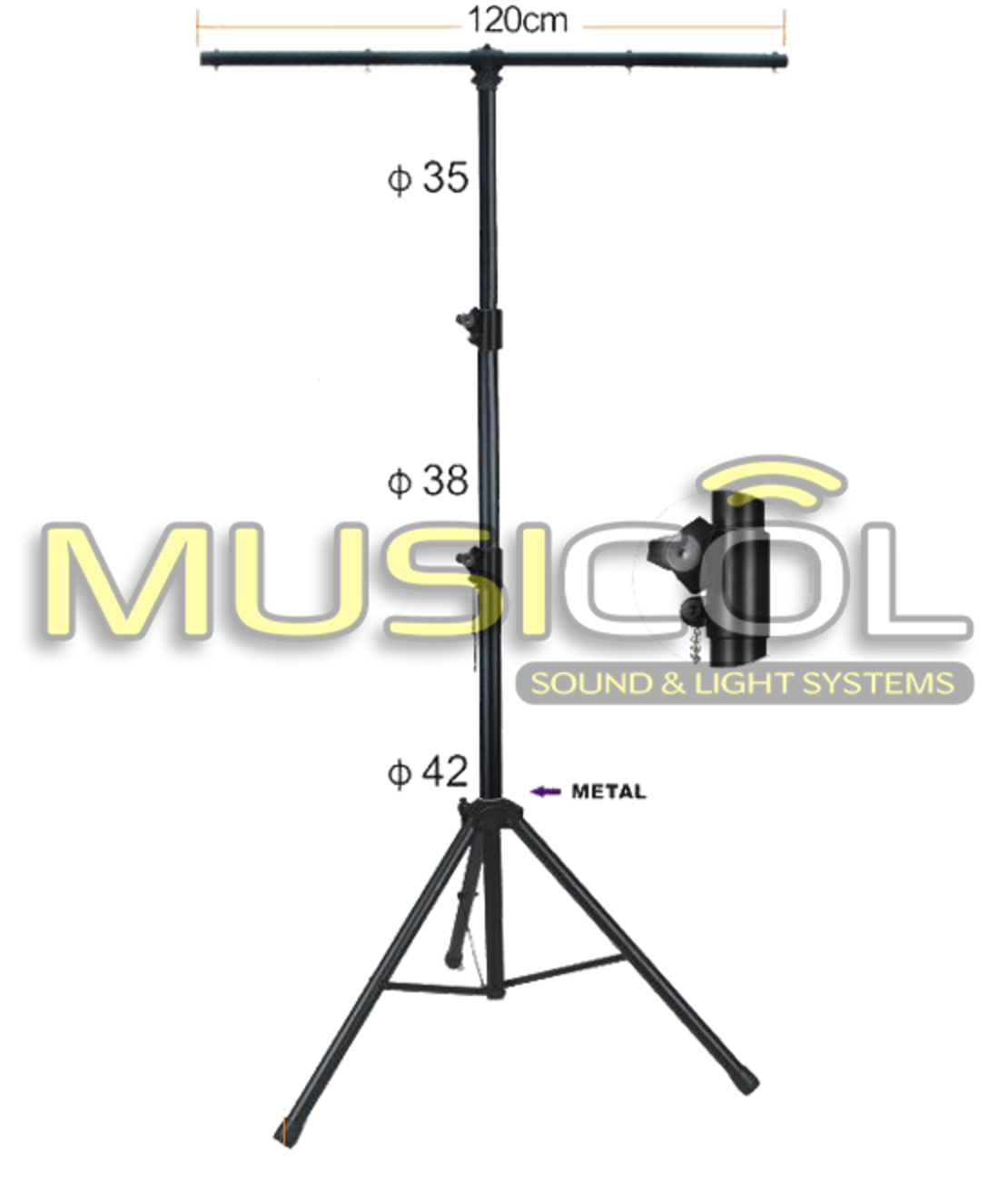 סטנד תאורה כולל T בר 3.7 מטר