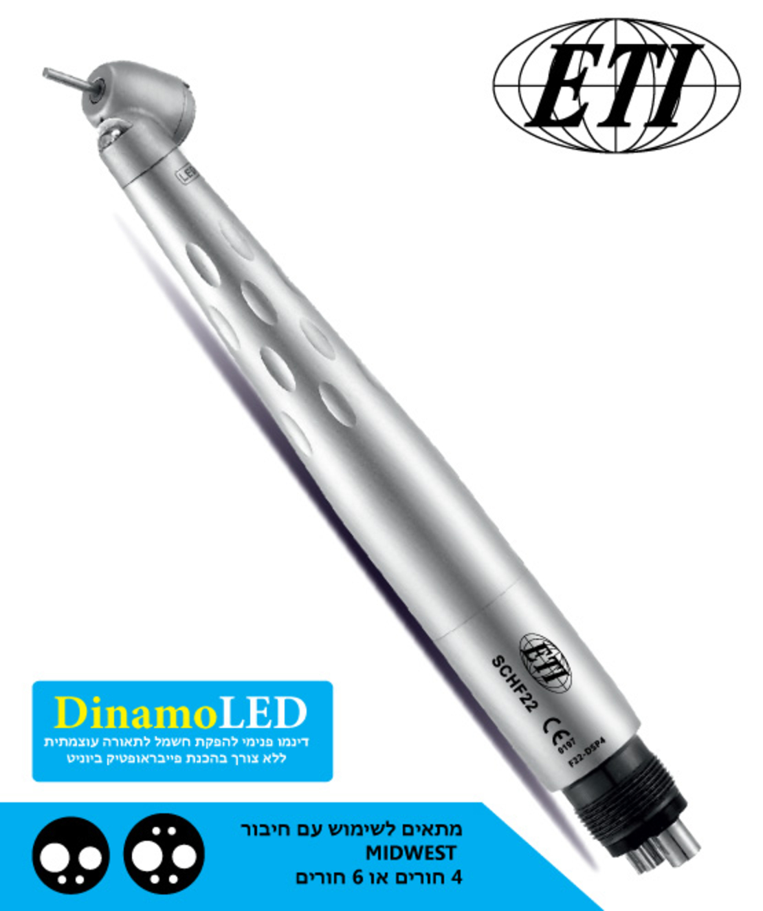 3 טורבינות ETI כירוגיות 45 מעלות עם אור + דינמו LED