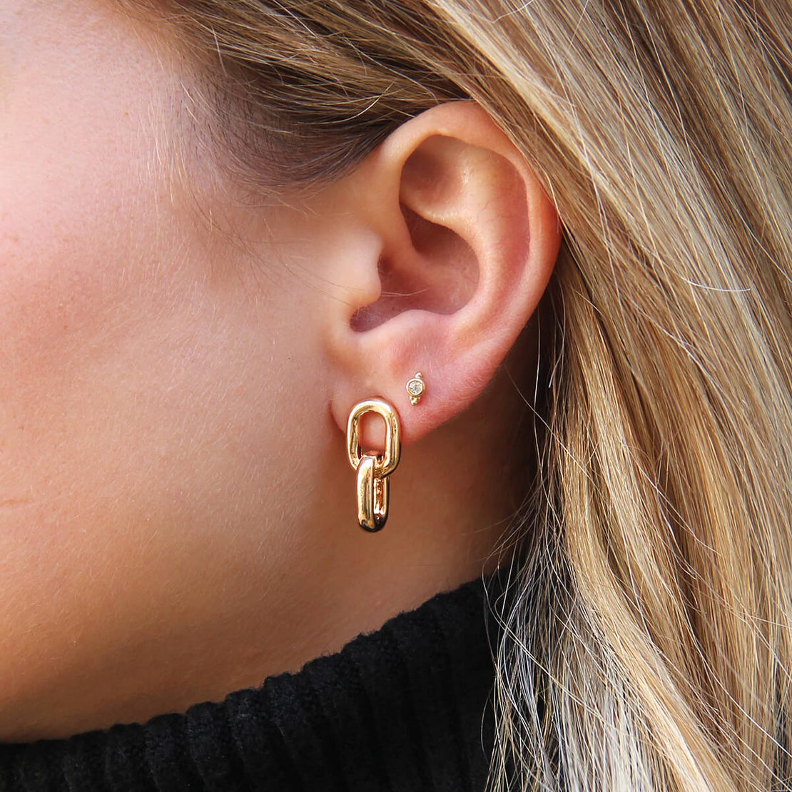 עגילי חוליות זהובים 