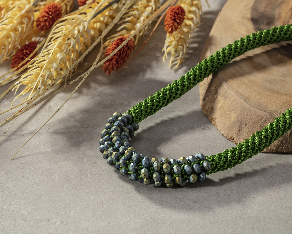  Green & Green Blue Crystal Beads Necklace - Ayala 