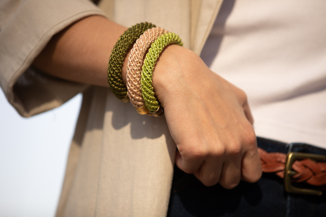 צמיד גליה | סט 3 צמידים סרוגים