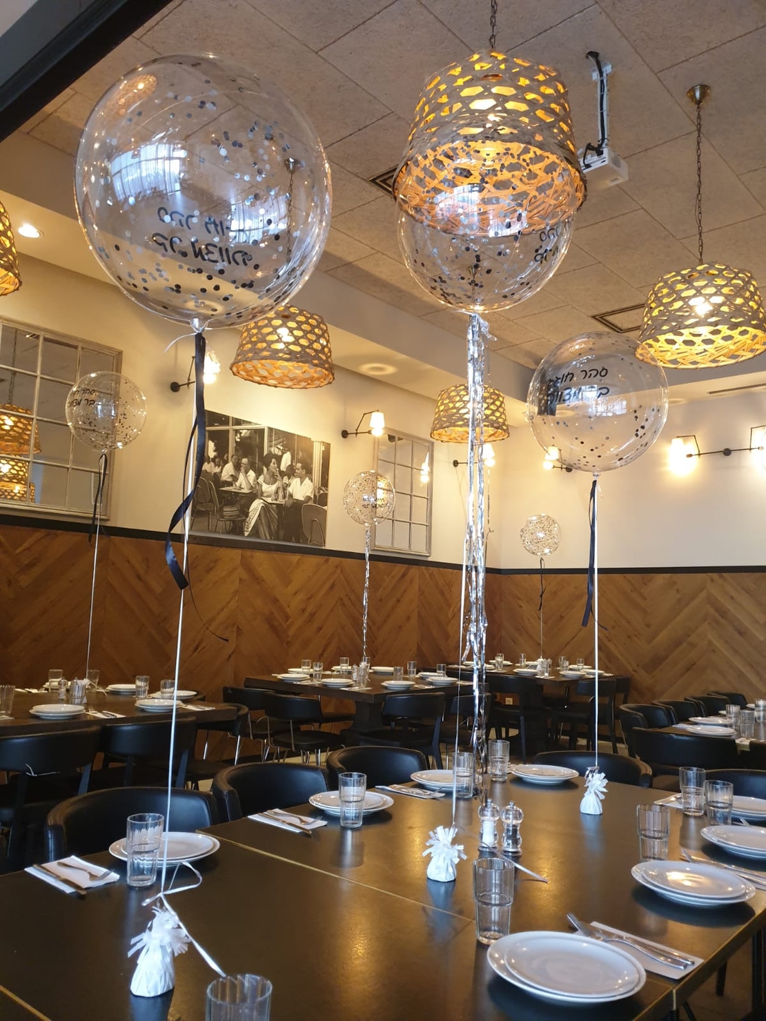 חבילה של 5 סידורי שולחן עם בלון שקוף