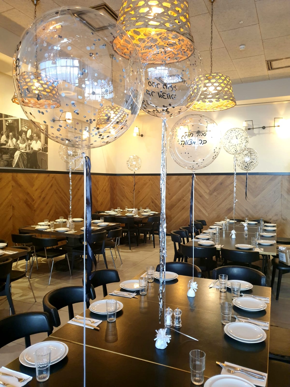 חבילה של 5 סידורי שולחן עם בלון שקוף