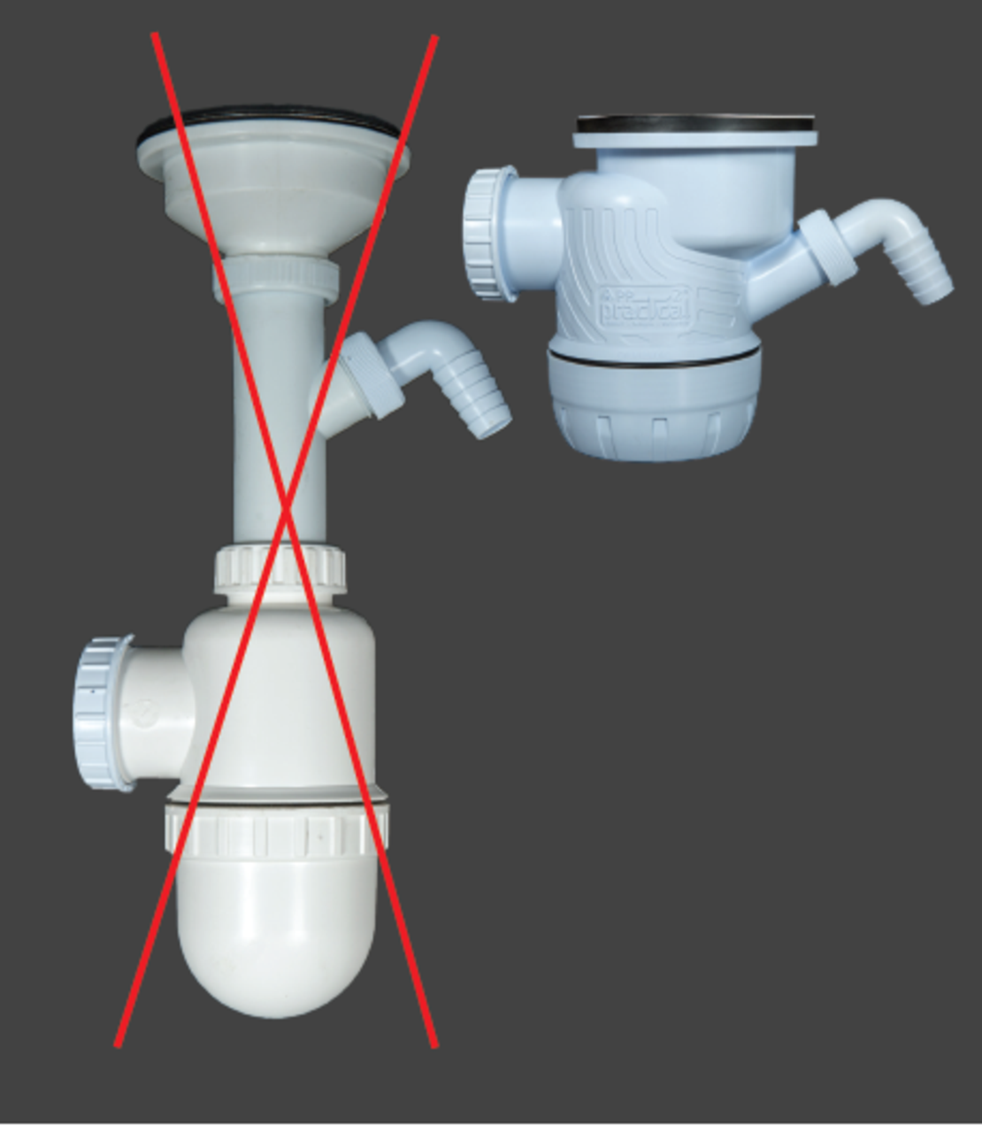 סיפון אמריקאי קומפקטי עם רשת עמוקה במיוחד + 2 רשתות סינון נוספות